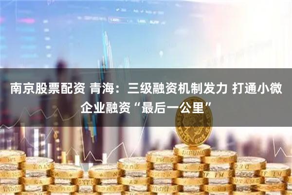 南京股票配资 青海：三级融资机制发力 打通小微企业融资“最后一公里”